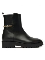 Aigner Botki 1252180 Czarny. Czarne botki damskie Aigner, ze skóry, bez obcasa, na płaskiej podeszwie, bez zapięcia. Za 2,459.00 zł.