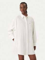 Tommy Jeans Sukienka koszulowa DW0DW22344 Biały Relaxed Fit. Białe sukienki damskie Tommy Jeans, l, bez wzorów, z jeansu, bez kołnierzyka, bez ramiączek, koszulowe. Za 449.99 zł.