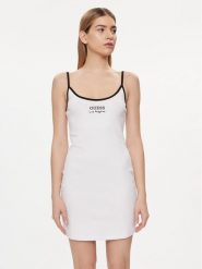 Guess Sukienka codzienna E4GK00 KBP41 Biały Slim Fit. Białe sukienki damskie Guess, na co dzień, m, z aplikacjami, z bawełny, bez kołnierzyka, bez ramiączek, proste. Za 109.99 zł.
