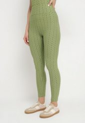 Ciemnozielone Legginsy Sportowe z Elastyczną Gumką i Tłoczonym Wzorem Ardisa. Zielone legginsy damskie Born2be, m, bez wzorów, z jeansu. Za 34.99 zł.