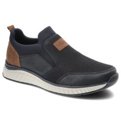 Granatowe Półbuty Rieker Wygodne Buty Męskie. Niebieskie półbuty męskie Rieker, na wiosnę, ze skóry ekologicznej, bez zapięcia. Za 289.00 zł.