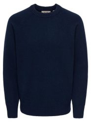 ONLY & SONS Sweter "Sejnar" w kolorze granatowym rozmiar: XXL. Niebieskie swetry męskie Only & Sons, xxl, bez wzorów, bez kołnierzyka. Za 159.95 zł.