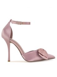 DeeZee Szpilki LH24018-1 Różowy. Czerwone szpilki DeeZee, bez wzorów, z materiału, bez obcasa. Za 149.99 zł.
