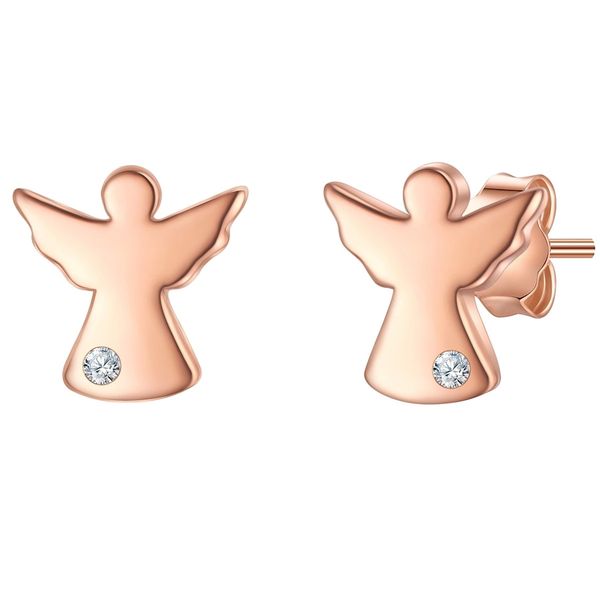 Glanzstücke München Kolczyki Aniol ze Srebra Sterling w rózowym zlocie z Diamentem Hodowanym w Laboratorium 1 ct Damski. Czerwone kolczyki damskie Glanzstücke München, z diamentem, pozłacane, na sztyftcie. Za 199.99 zł.