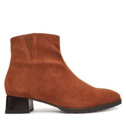 Botki Ara. Brązowe botki damskie Ara, bez obcasa, na słupku, bez zapięcia. Za 469.99 zł.