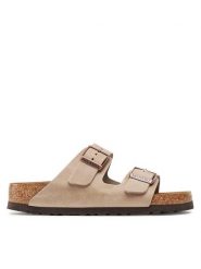Birkenstock Klapki Arizona Bs 552813 Beżowy. Brązowe klapki damskie Birkenstock, bez wzorów, z nubiku, bez obcasa. Za 573.23 zł.