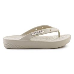 Japonki Crocs Classic Platform Flip 207714-2Y2 beżowy. Brązowe klapki damskie bez wzorów, bez obcasa. Za 303.63 zł.