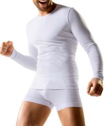 Koszulka męska bawełniana z długim rękawem Brubeck COTTON. Białe koszulki męskie z długim rękawem Brubeck, m, z bawełny. Za 79.99 zł.