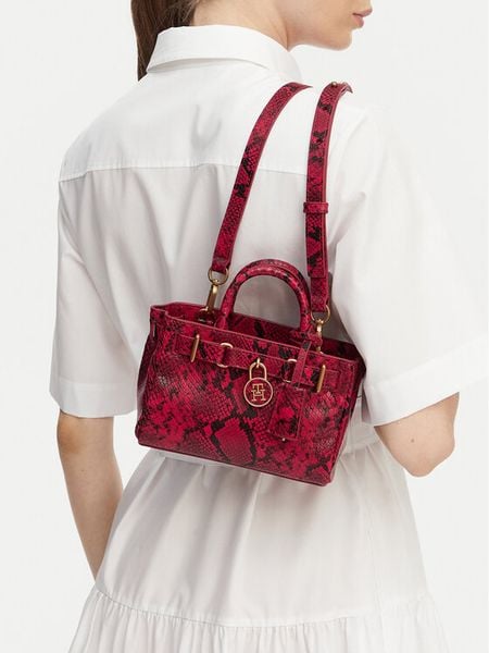 Tommy Hilfiger Torebka American Icon Micro Tote Snake AW0AW18820 Czerwony. Czerwone torebki klasyczne damskie Tommy Hilfiger, bez wzorów, ze skóry, bez dodatków. Za 949.99 zł.