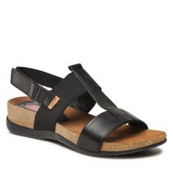 Sandały Go Soft. Czarne sandały damskie GO SOFT, bez wzorów, bez obcasa, na płaskiej podeszwie. Za 179.99 zł.