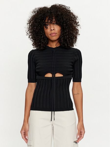 Silvian Heach Sweter GPP24269MA Czarny Slim Fit. Czarne swetry klasyczne damskie Silvian Heach, m, z wiskozy, bez kołnierzyka. Za 289.99 zł.