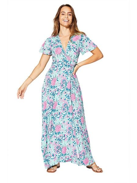 Aller Simplement Sukienka w kolorze błękitno-jasnoróżowym rozmiar: 34/36. Niebieskie sukienki damskie Aller Simplement, bez wzorów, z wiskozy, bez kołnierzyka, bez ramiączek, maxi. Za 100.99 zł.