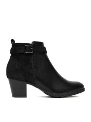 Clara Barson Botki CEO-RE23F506-1 Czarny. Czarne botki damskie Clara Barson, z materiału, bez obcasa, na słupku, bez zapięcia. Za 139.99 zł.
