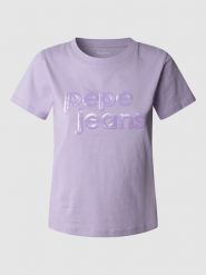 Pepe Jeans Koszulka "Aria" w kolorze lawendowym rozmiar: S. Różowe bluzki damskie Pepe Jeans, s, bez wzorów, z bawełny, bez kołnierzyka, bez ramiączek. Za 105.38 zł.