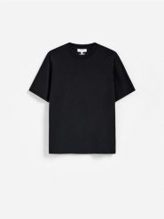 T-shirt boxy z bawełny merceryzowanej - czarny. Czarne t-shirty męskie Reserved, l, bez wzorów, z bawełny, bez kołnierzyka. Za 119.99 zł.