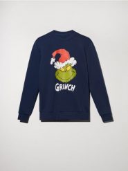 Bluza Grinch - granatowy. Niebieskie bluzy bez kaptura męskie Sinsay, l, z bawełny. Za 59.99 zł.