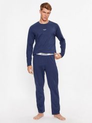 Guess Piżama U2BX00 KBZG0 Niebieski Regular Fit. Niebieskie piżamy męskie Guess, m, z aplikacjami, z bawełny, bez ramiączek. Za 249.99 zł.