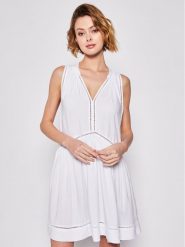 Seafolly Sukienka letnia Beach Basics 52931-DR Biały Regular Fit. Białe sukienki damskie Seafolly, na lato, l, bez wzorów, z wiskozy, bez kołnierzyka, bez ramiączek. Za 329.99 zł.