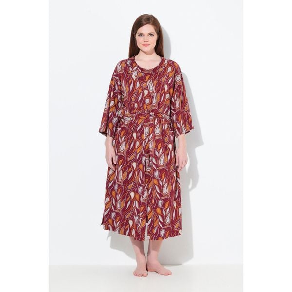 Damskie Szlafrok wzór paisley forma kimona rękaw 3/4 bawełna organiczna. Czerwone szlafroki damskie Ulla Popken, l, bez wzorów, z bawełny, plus size. Za 279.99 zł.