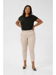 Kaffe Spodnie chino "Leana" w kolorze kremowym rozmiar: 42. Brązowe spodnie materiałowe damskie Kaffe, bez wzorów, z podwyższonym stanem. Za 208.99 zł.
