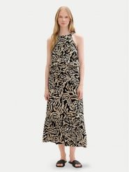 Tom Tailor Sukienka letnia 1041525 Czarny Regular Fit. Czarne sukienki damskie Tom Tailor, na lato, bez wzorów, z wiskozy, bez kołnierzyka, bez ramiączek. Za 279.99 zł.