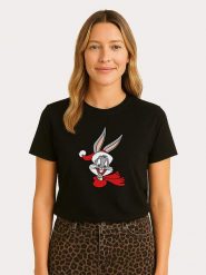 WOOOP Koszulka "Looney Tunes Bugs Bunny" w kolorze czarnym rozmiar: XL. Czarne bluzki damskie Wooop, xl, bez wzorów, z bawełny, bez kołnierzyka, bez ramiączek. Za 56.99 zł.