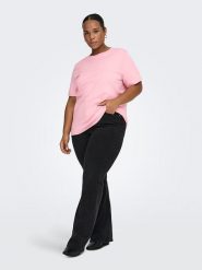 ONLY Carmakoma Koszulka "Carma" w kolorze jasnoróżowym rozmiar: S-42/44. Różowe bluzki damskie Only Carmakoma, s, bez wzorów, z bawełny, bez kołnierzyka, bez ramiączek. Za 60.99 zł.