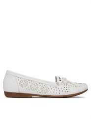 Rieker Mokasyny L6396-80 Biały. Białe mokasyny damskie Rieker, ze skóry. Za 159.99 zł.