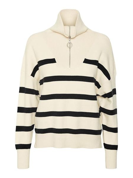 Vero Moda Sweter "Saba" w kolorze kremowo-czarnym rozmiar: S. Czarne golfy damskie Vero Moda, s, bez wzorów, bez ramiączek. Za 143.56 zł.