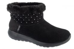 Buty zimowe damskie, Slip-Ins: On-The-Go Joy - Cozy Shimmer. Czarne obuwie trekkingowe damskie Skechers, na zimę. Za 449.99 zł.