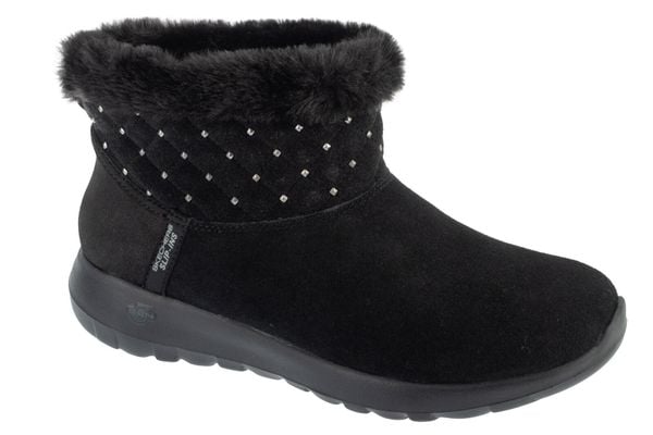 Buty zimowe damskie, Slip-Ins: On-The-Go Joy - Cozy Shimmer. Czarne obuwie trekkingowe damskie Skechers, na zimę. Za 449.99 zł.
