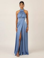 APART Satynowa sukienka w kolorze niebieskim rozmiar: 40. Niebieskie sukienki damskie Apart, bez wzorów, z satyny, bez kołnierzyka, bez ramiączek, midi. Za 294.97 zł.