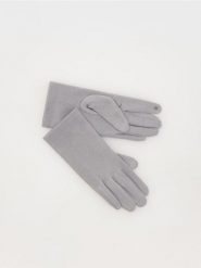 Gładkie rękawiczki - jasnoszary. Szare rękawiczki damskie Reserved, bez wzorów. W wyprzedaży za 22.99 zł.