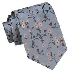 Modny Krawat Męski - Alties - Bladoniebieski w Kwiaty. Niebieskie krawaty i muchy męskie Alties, bez wzorów, z tkaniny, eleganckie. Za 49.00 zł.