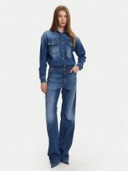 Elisabetta Franchi Kombinezon TJ-38D-51E2 Niebieski Regular Fit. Niebieskie kombinezony damskie Elisabetta Franchi, bez wzorów, z bawełny, bez kołnierzyka, bez ramiączek. Za 1,799.00 zł.