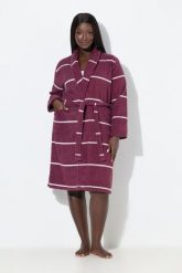 Damskie Szlafrok paski szalowy kołnierz długi rękaw frotte. Zielone szlafroki damskie Ulla Popken, plus size, bez wzorów, z bawełny, plus size. Za 349.99 zł.