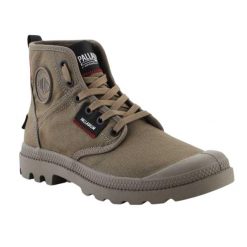 Botki Męskie Naszywka Pampa Hi. Brązowe buty zimowe męskie Palladium, z bawełny, z okrągłym noskiem, bez zapięcia. Za 634.99 zł.