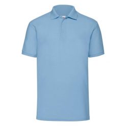 Koszulka polo Fruit Of The Loom 65/35 Blue Cielo. Niebieskie koszulki polo męskie Fruit of the Loom, s, bez wzorów, z bawełny, bez ramiączek. Za 144.99 zł.