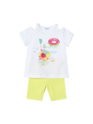 Mayoral Komplet t-shirt i spodenki 3708 Żółty Regular Fit. Żółte koszulki dziewczęce Mayoral, bez wzorów, z bawełny, bez ramiączek. Za 79.99 zł.