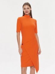 Calvin Klein Sukienka codzienna Stretch Jersey Asymmetric Dress K20K206498 Pomarańczowy Slim Fit. Brązowe sukienki damskie CALVIN KLEIN, na co dzień, s, bez wzorów, z jersey, bez kołnierzyka, bez ramiączek, proste. Za 379.99 zł.