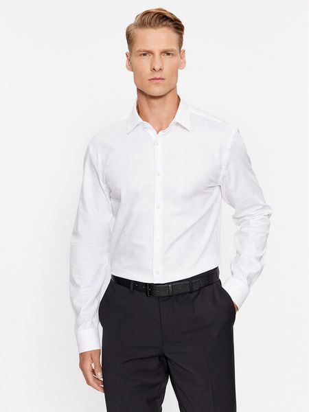 Hugo Koszula Kenno 50500965 Biały Slim Fit. Białe koszule męskie Hugo, m, bez wzorów, z bawełny, bez kołnierzyka, bez ramiączek. Za 269.99 zł.