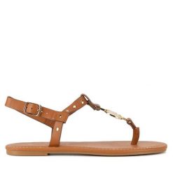 Sandały Beverly Hills Polo Club. Brązowe sandały damskie Beverly Hills Polo Club, bez wzorów, bez obcasa, na płaskiej podeszwie. Za 83.99 zł.
