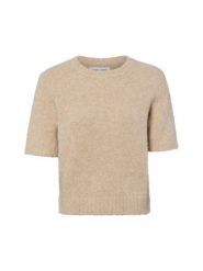 Samsøe Samsøe sweter z krótkim rękawem wykonany z wełny alpaki - Sajeanne Kobiety beżowy, M. Brązowe swetry klasyczne damskie Samsoe & Samsoe, m, z wełny, bez kołnierzyka. Za 749.95 zł.