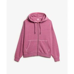 Damska bluza z kapturem na zamek z barwionego materiału Superdry Logo Essential. Czerwone bluzy z kapturem damskie Superdry., xs. Za 382.80 zł.