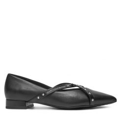 Baleriny KARL LAGERFELD. Czarne baleriny damskie Karl Lagerfeld, bez wzorów, bez obcasa. Za 479.99 zł.