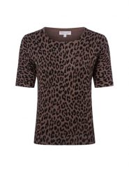 Marie Lund Damska koszulka z dzianiny Kobiety brązowy wzorzysty, M. Brązowe t-shirty damskie Marie Lund, m, bez wzorów, z dzianiny, bez kołnierzyka. Za 159.95 zł.