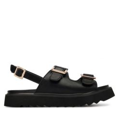 Sandały REPLAY. Czarne sandały damskie Replay, bez wzorów, bez obcasa, na płaskiej podeszwie. Za 309.99 zł.