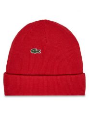 Lacoste Czapka RB0003 Czerwony. Czerwone czapki zimowe damskie Lacoste, z materiału. Za 229.99 zł.