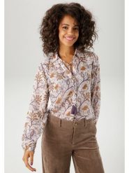 Aniston Bluzka w kolorze kremowo-karmelowym rozmiar: 48. Brązowe bluzki damskie Aniston, bez wzorów, bez kołnierzyka, bez ramiączek. Za 65.38 zł.