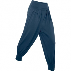 Spodnie haremki "wellness", dł. 3/4, Level 1 bonprix ciemnoniebieski. Niebieskie spodnie materiałowe damskie bonprix, z dżerseju, na fitness i siłownię. Za 74.99 zł.
